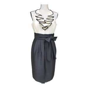 Evan-Picone‎ Cocktail Party Dress, size 8 ruffle V neck, side zip, front bow...